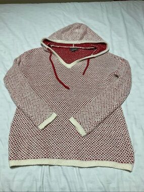 Natural Reflections Red and Cream Waggle- Knit Hoodie